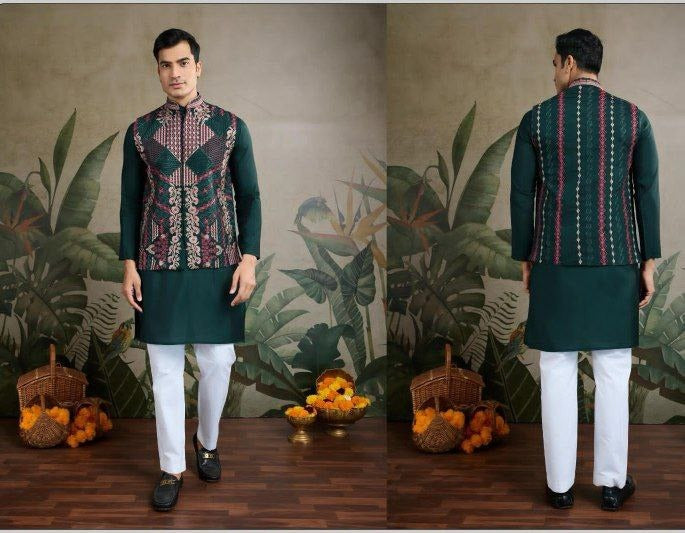 Rajwada Attire 2025 – Men’s Festive Kurta with Koti Set 🕺 | Royal Ethnic Wear