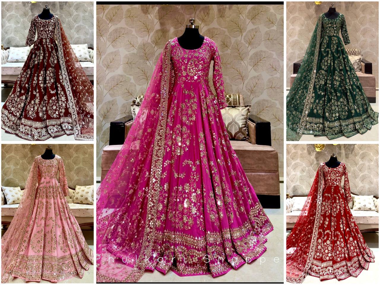 Premium Chinon Silk Gown & Pant Dupatta Set – Heavy Embroidery & Sequin Work | Fully Stitched & Ready to Wear