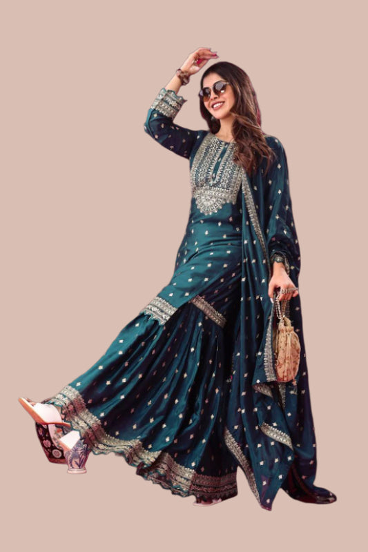 Party Wear Look Fancy Top-Dupatta and Fully Stitched Sharara