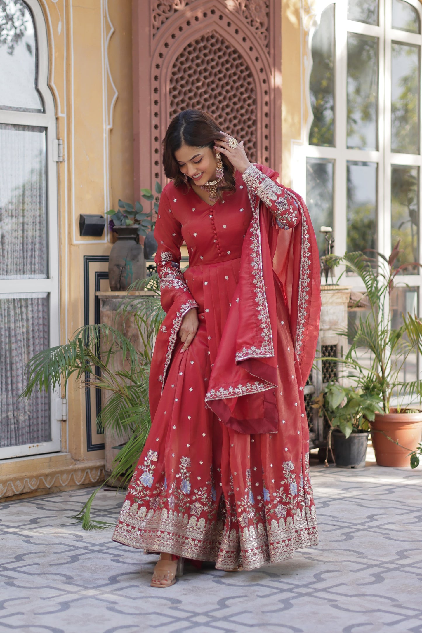 Buy Premium Ready-Made Gown & Dupatta Set – Festive Indian Dresses
