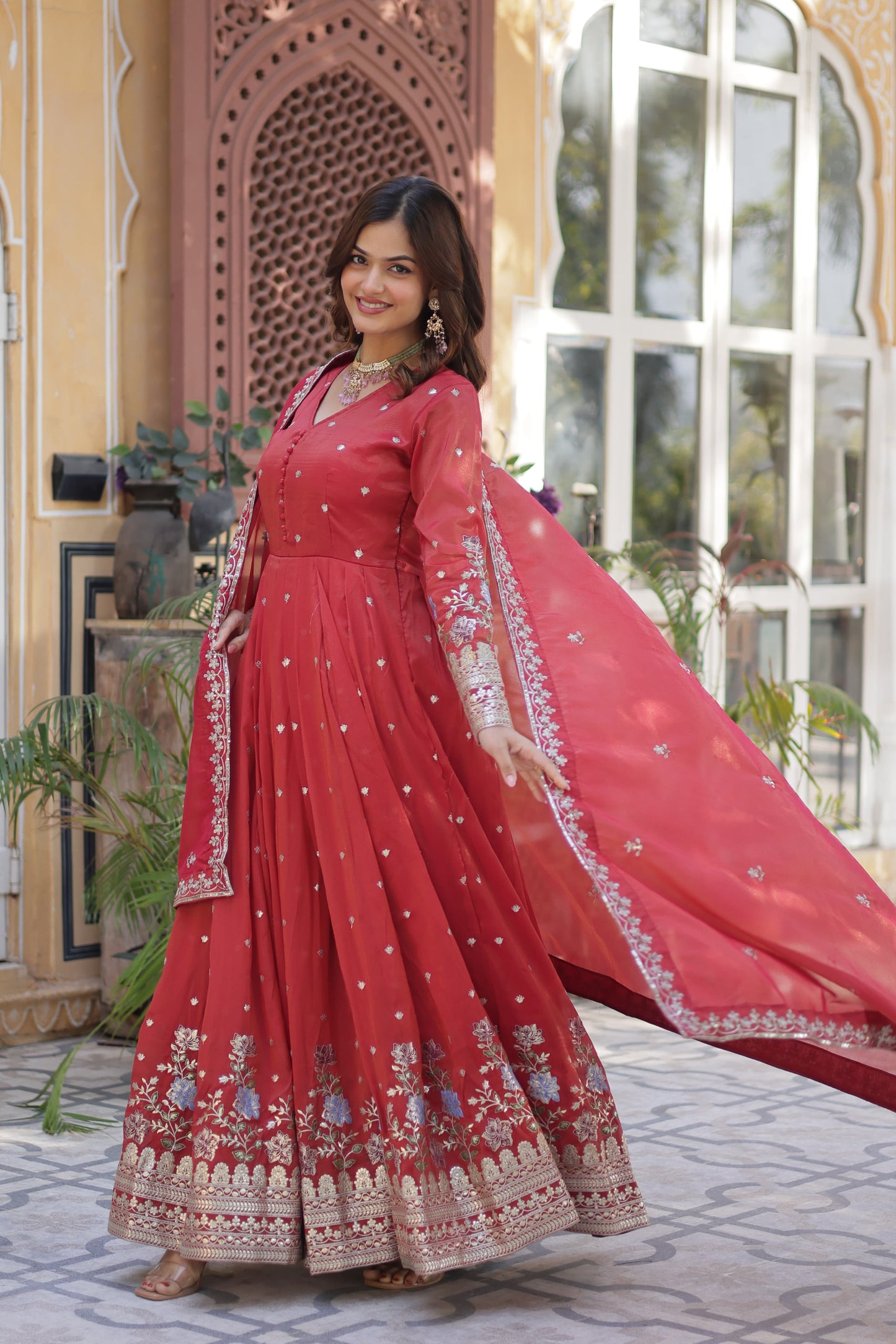 Buy Premium Ready-Made Gown & Dupatta Set – Festive Indian Dresses