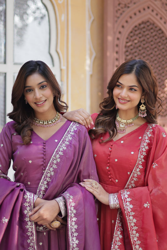 Buy Premium Ready-Made Gown & Dupatta Set – Festive Indian Dresses