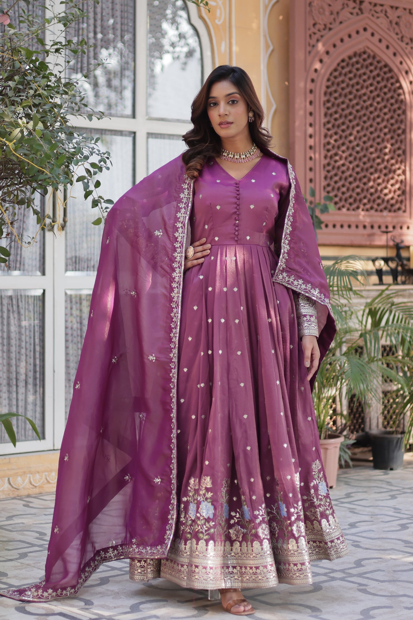 Buy Premium Ready-Made Gown & Dupatta Set – Festive Indian Dresses