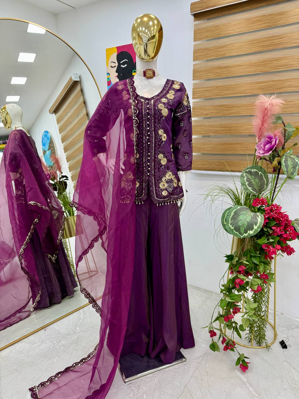 New Designer Party Palazzo & Dupatta Set  – Elegant Ethnic Fashion