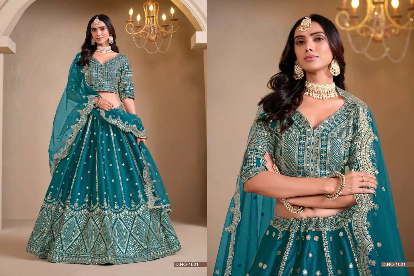Indian Exclusive Art Silk Embroidered Lehenga Set with Designer Blouse and Net Dupatta