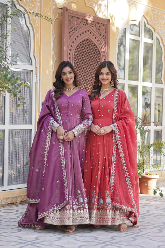 Buy Premium Ready-Made Gown & Dupatta Set – Festive Indian Dresses