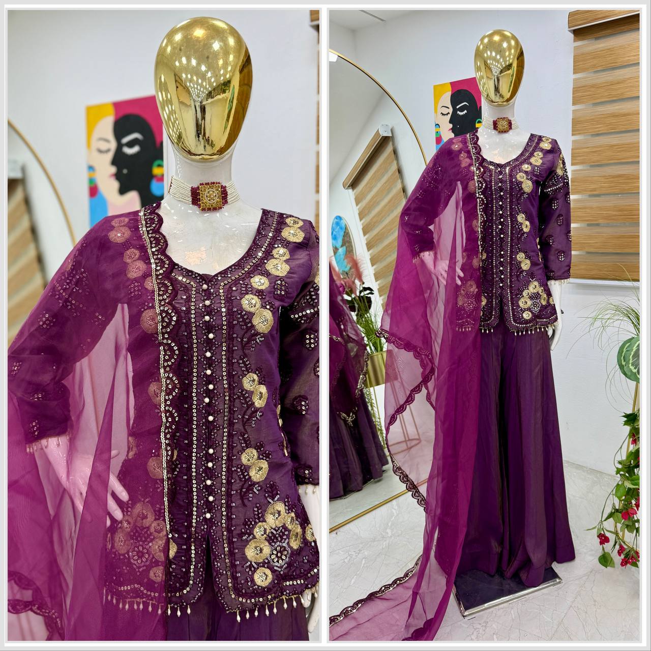 New Designer Party Palazzo & Dupatta Set  – Elegant Ethnic Fashion